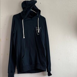 Men's Navy Blue Hoodie with Embroidered Logo Adult Size M